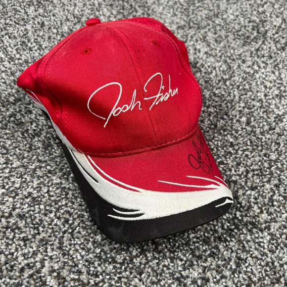 Vintage Red Josh Fisher Signed Autographed NASCAR Racing Cap One Size - Picture 2 of 5